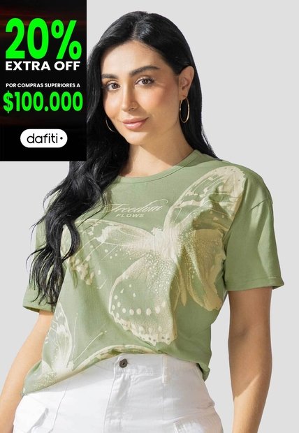 Camiseta Mujer Verde Matcha Atypical 113882