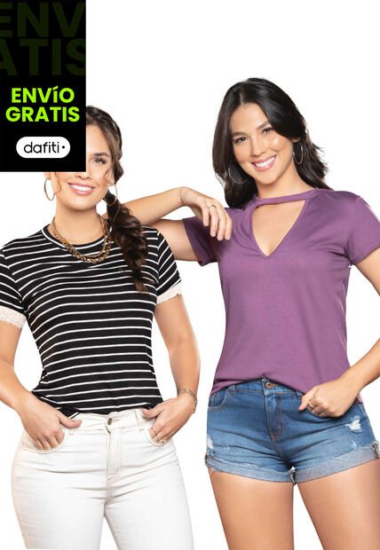 Blusa Paq X2 Mujer Negro-Morado Atypical 87422
