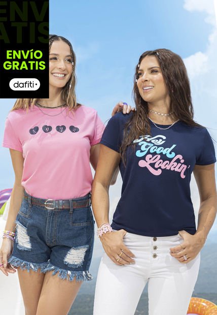 Camiseta Paq X2 Mujer Multicolor Atypical 1490
