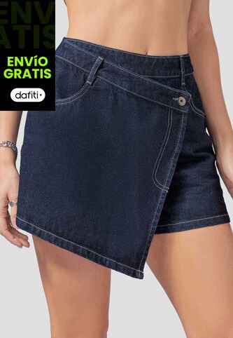 Falda Short Mujer Azul Oscuro Atypical 113743 Atypical
