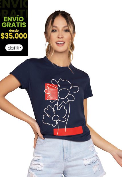 Camiseta Mujer Azul Navy Atypical 9560