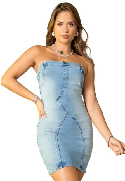 Vestido Corto Mujer Azul Claro Atypical 2138