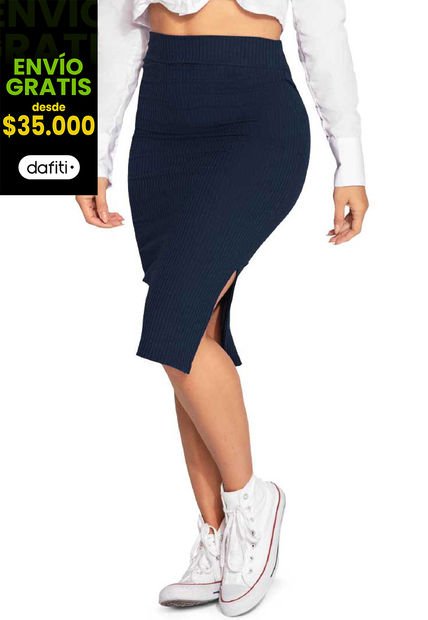 Falda Larga Mujer Azul Navy Atypical 34748