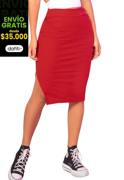 Falda Larga Mujer Rojo Atypical 34748