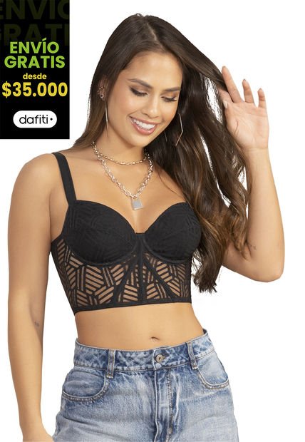 Crop Top Juvenil Negro Atypical 2714