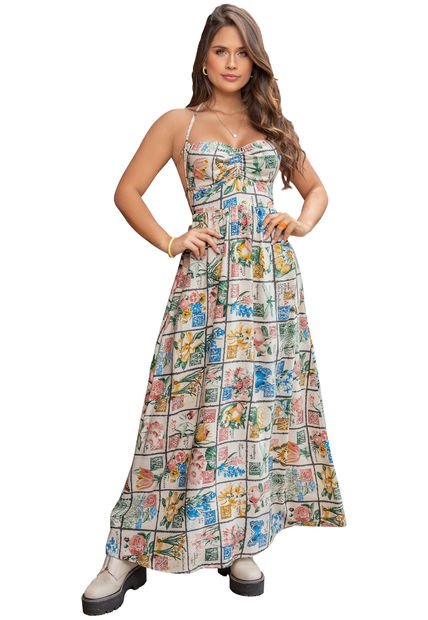 Vestido Largo Mujer Multicolor Atypical 89547
