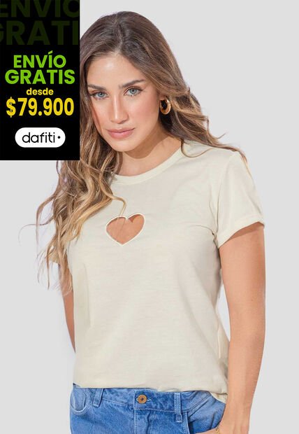 Camiseta Mujer Crema Atypical 111804