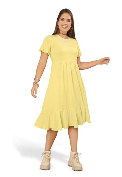 Vestido Mujer Amarillo Pastel Atypical 96302