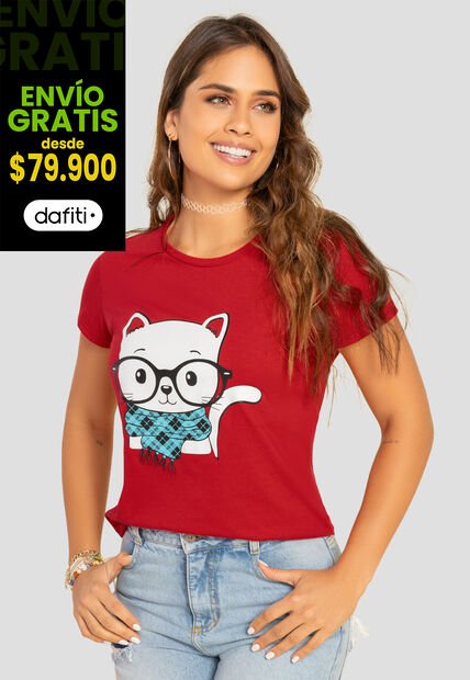 Camiseta Mujer Rojo Atypical 101330