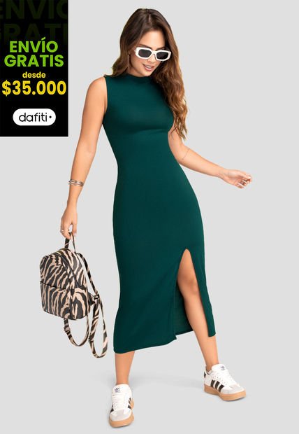 Vestido Largo Mujer Verde Atypical 103739
