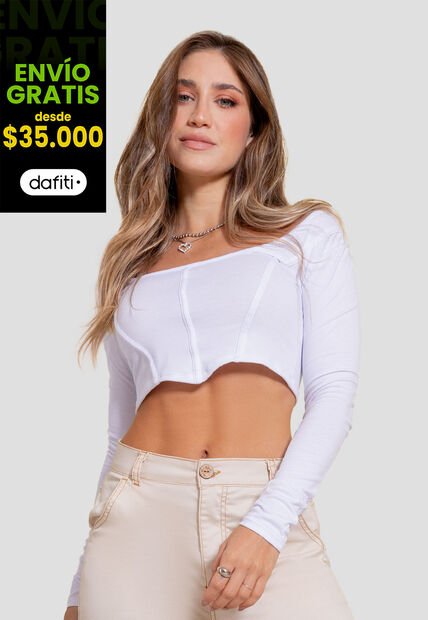 Crop Top Mujer Blanco Atypical 106871