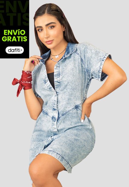 Vestido Corto Mujer Azul Claro Atypical 103249