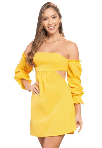 Vestido Corto Mujer Amarillo Atypical 7007