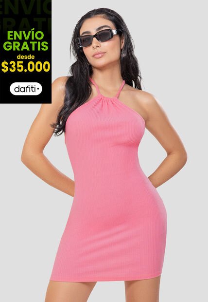 Vestido Corto Mujer Rosado Atypical 104941