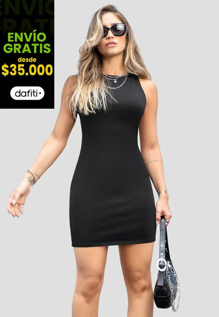 Vestido Corto Mujer Negro Atypical 103555