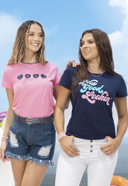 Camiseta Paq X2 Mujer Multicolor Atypical 1490