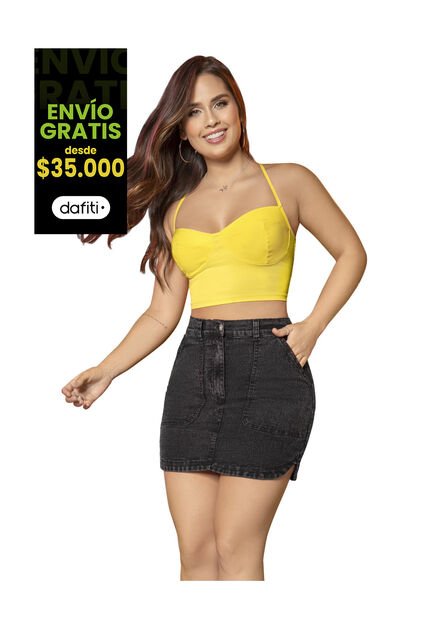 Falda Corta Mujer Negro Atypical 33438