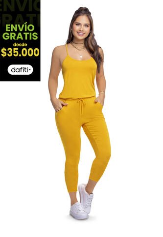 Enterizo Largo Mujer Mostaza Atypical 3832 Atypical