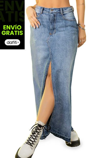 Falda Larga Mujer Azul Atypical 2136