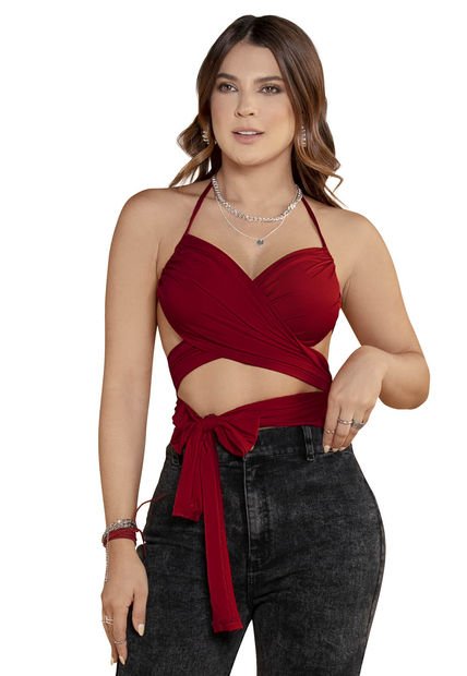 Crop Top Mujer Vinotinto Atypical 89124