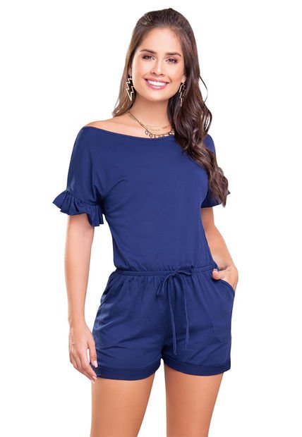 Enterizo Corto Juvenil Femenino Azul Navy Atypical