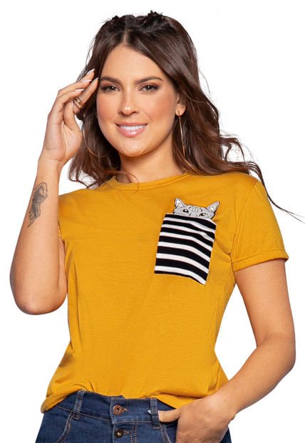 Camiseta Mujer Amarillo Atypical 88082