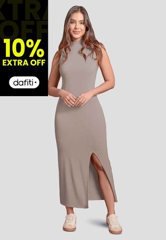 Vestido Largo Mujer Café Pardo Atypical 103739 Atypical