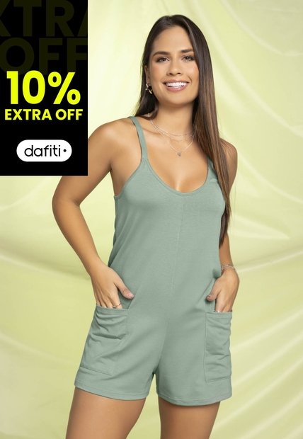Enterizo Corto Mujer Verde Oliva Atypical 2256
