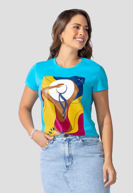 Camiseta Mujer Azul Turquesa Atypical 100666