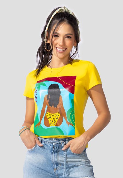 Camiseta Mujer Amarillo Atypical 100664
