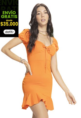 Vestido Corto Mujer Naranja Atypical 4835 Atypical