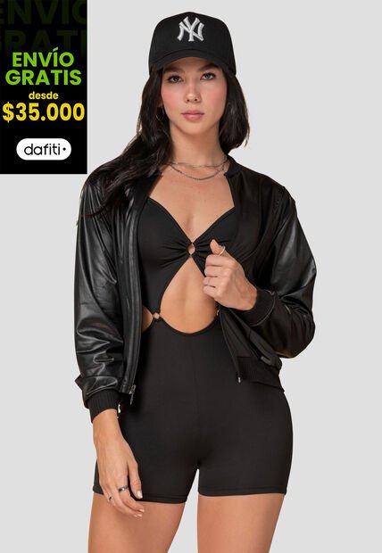 Enterizo Corto Mujer Negro Atypical 104503