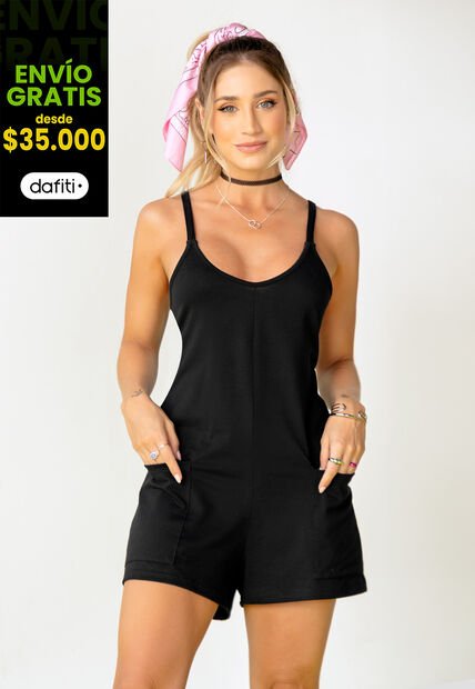 Enterizo Corto Mujer Negro Atypical 2256