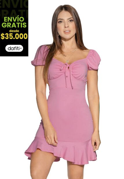 Vestido Corto Mujer Rosado Atypical 4835
