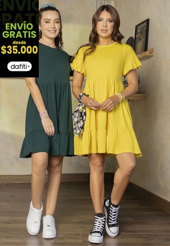 Vestido Corto Mujer Amarillo Atypical 78987 Atypical