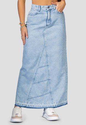 Falda Larga Mujer Azul Claro Atypical 100400