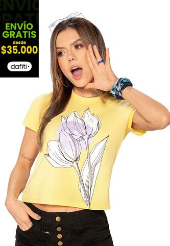 Camiseta Mujer Amarillo Pastel Atypical 8376 Atypical