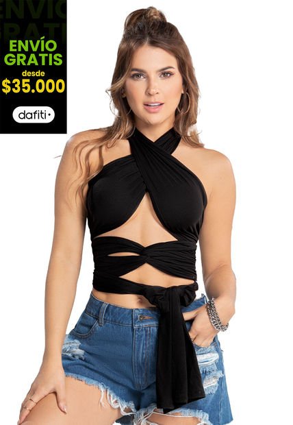 Crop Top Mujer Negro Atypical 96389