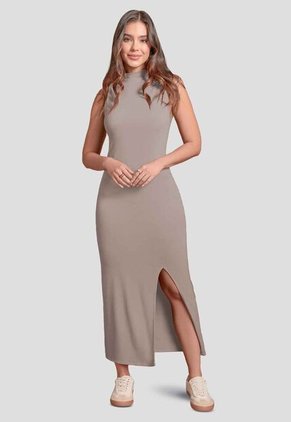 Vestido Largo Mujer Café Pardo Atypical 103739