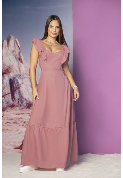 Vestido Largo Juvenil Palo De Rosa Atypical 87061