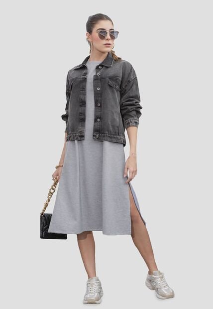 Vestido Mujer Gris Jaspe Atypical 112259