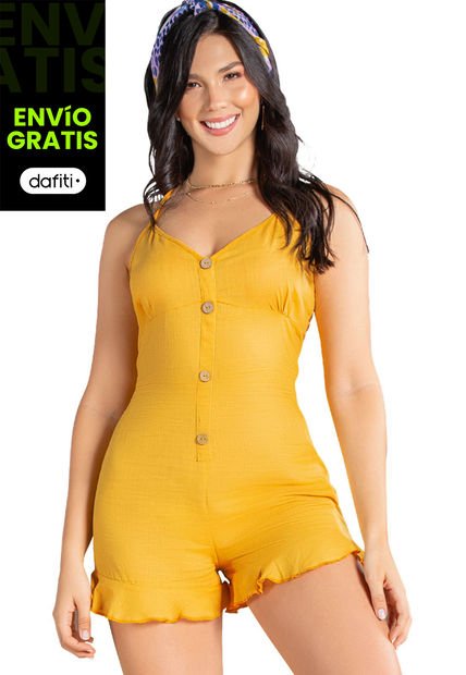 Enterizo Corto Para Mujer Mostaza Atypical
