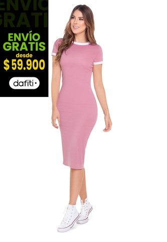 Vestido Corto Mujer Palo De Rosa Oscuro Atypical 46168 Atypical