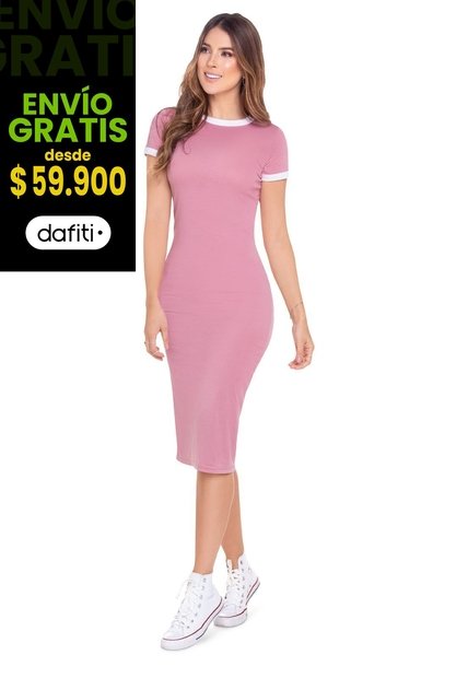 Vestido Corto Mujer Palo De Rosa Oscuro Atypical 46168