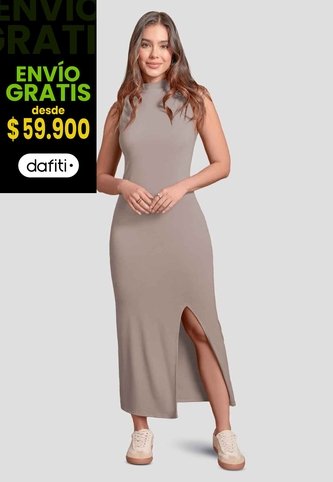 Vestido Largo Mujer Café Pardo Atypical 103739 Atypical