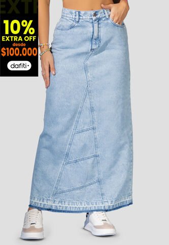 Falda Larga Mujer Azul Claro Atypical 100400 Atypical