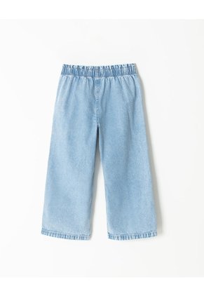 Jean Wide Leg Tiro Alto Algodón índigo Medio Niña Azul Oscuro
