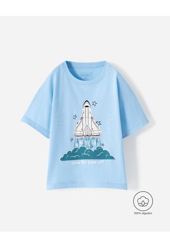 Camiseta Oversize Algodón Estampada Niño Azul BABY FRESH