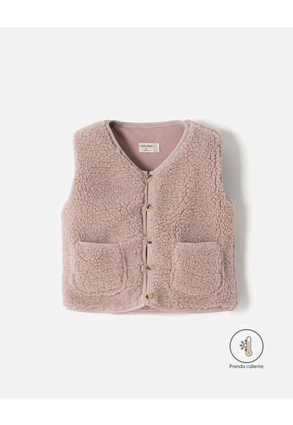 Chaleco Regular Peludo Palo De Rosa Niña Rosa Claro