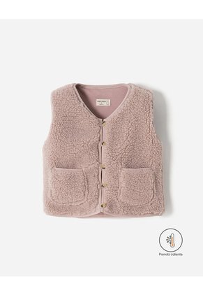 Chaleco Regular Peludo Palo De Rosa Niña Rosa Claro